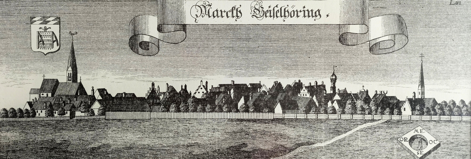 Alte Tuschezeichnung der Stadt Geiselh&ouml;ring